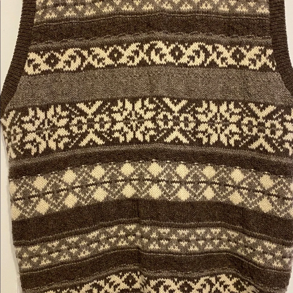 L.L. Bean Brown and Cream Knit Vest, wool in nice condition - Picture 4 of 7